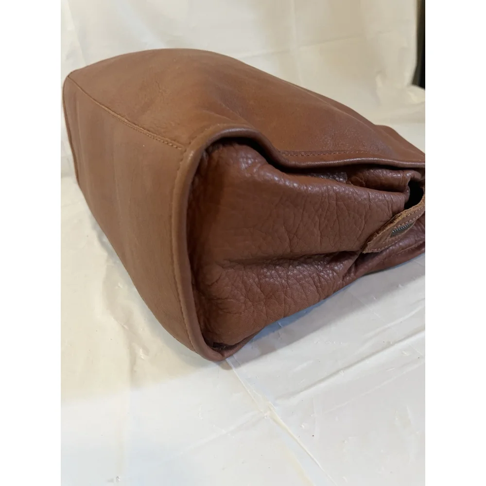 AMERICAN LEATHER CO. Lenox Leather Satchel brandy smooth leather